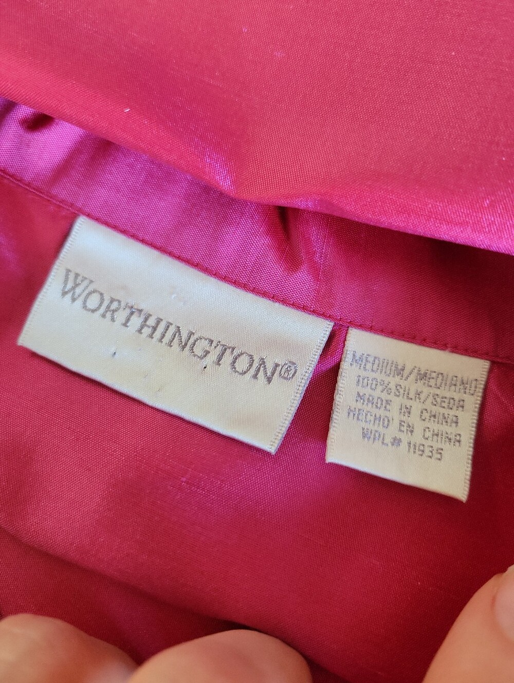 Worthington 100% Silk Pink Sleeveless Collared Shirt Women's Size M - Picture 8 of 8